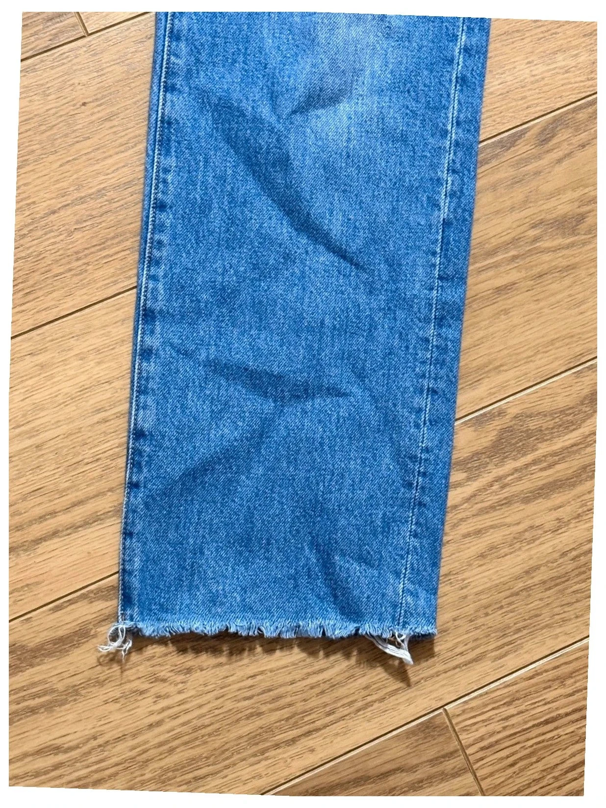 Mango (MNG) Size L / 15 Years (171 cm) Light Blue Low-Rise Raw Hem Ripped Straight Cut Jean – photo 6